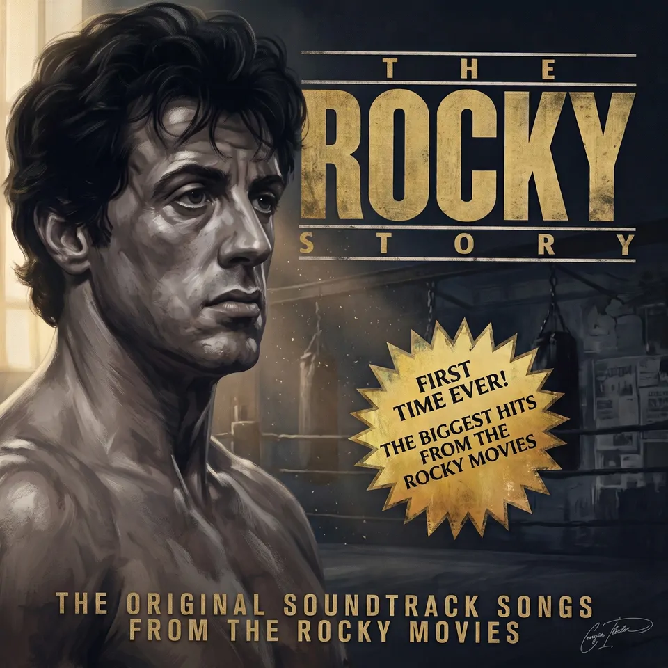 The cover of The Rocky Story, Songs from the Rocky movies.