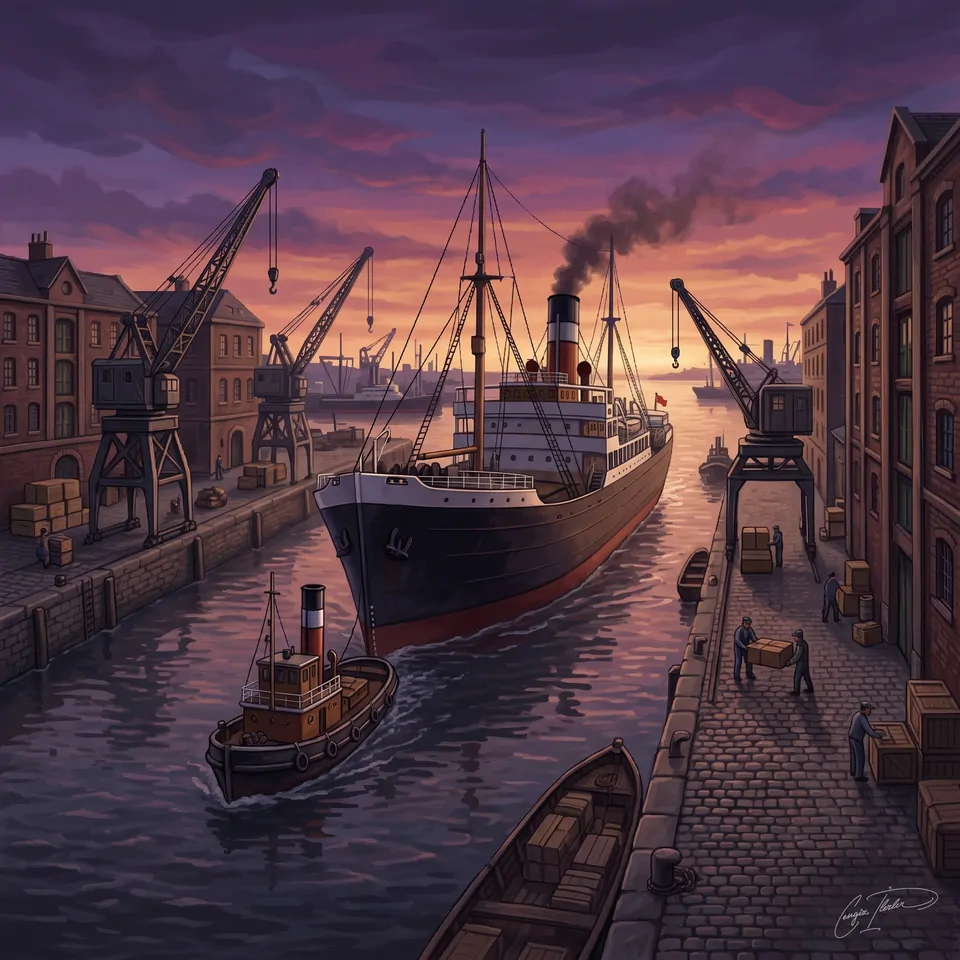 Painted cover art for Ports of Call.