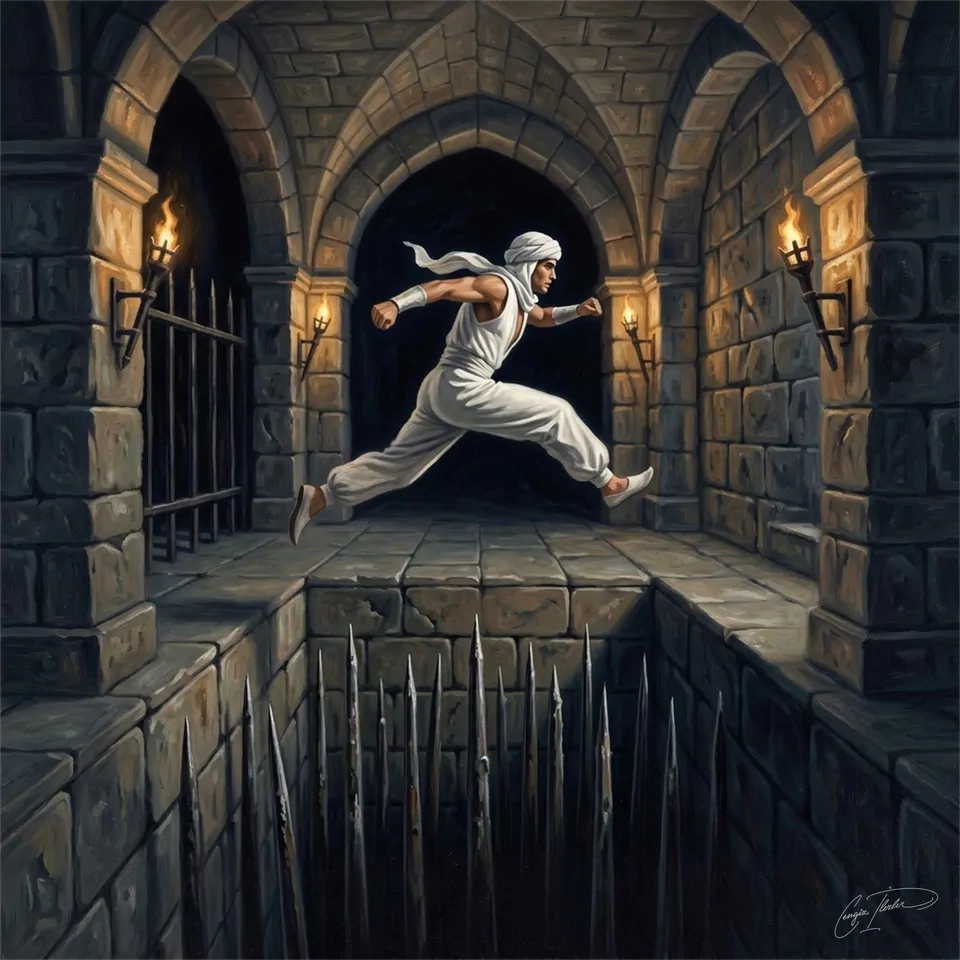 Painted cover art for Prince of Persia.