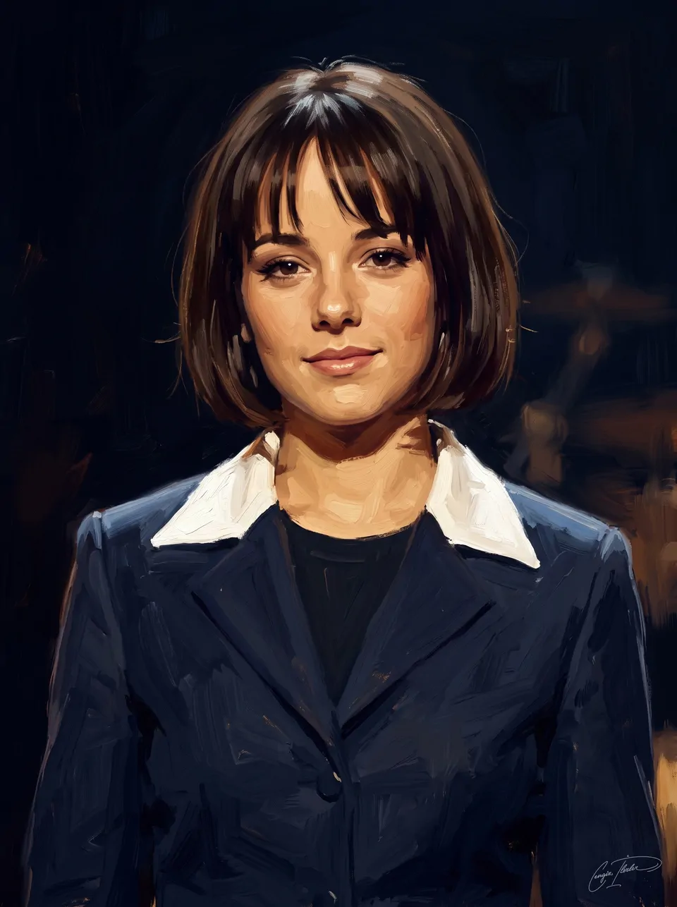 Painted portrait of Alizée.